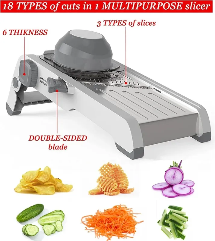 Affettatrice mandolina ultra affilata Affettatrice per verdure aggiornata Cucina Spessore regolabile Affettatrice per alimenti Affettatrice KC0450 — image 7