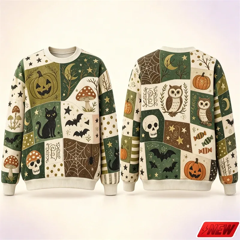 Sweat-shirt à manches longues pour hommes, motif d'épissure d'halloween, impression 3D, chat citrouille, sweat à capuche, séchage rapide, Costume de vacances, haut unisexe — image 4