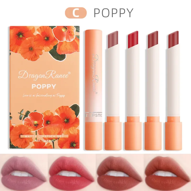 Cigarette Lipstick Set 4pc Velvet Matte Lip Gloss Waterproof Long Lasting Smoke Lip Stick Sexy Red Lip Tint Charming Lips Makeup — image 8