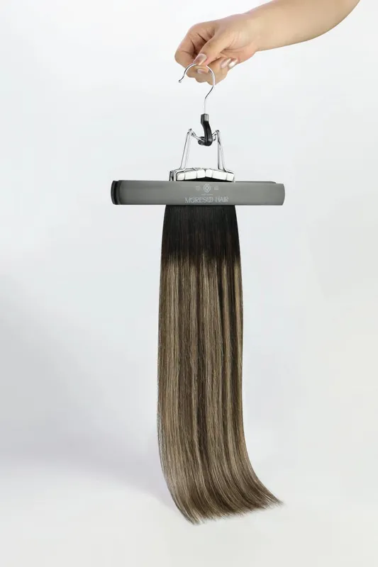 Moresoo เทปสองด้านต่อผม 100% ธรรมชาติ Silky ตรง 20PCS 40PCS สีบลอนด์เทปกาว Extensions — image 8