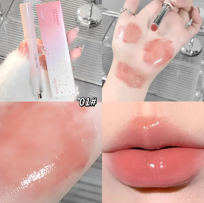 Air Jernih Cahaya Pepejal Lip Gloss Jeli Berair Gincu Merah Jambu Pensil Pelembap Cermin Gincu Pen Lipstik Korea Bibir Kosmetik