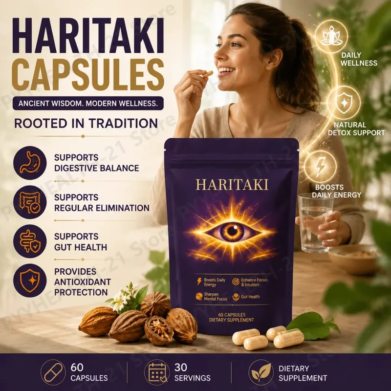 Haritaki supplément 3ème œil 500 mg soutient l'équilibre digestif santé intestinale élimination régulière Protection antioxydante quotidienne 60 Ct — image 1