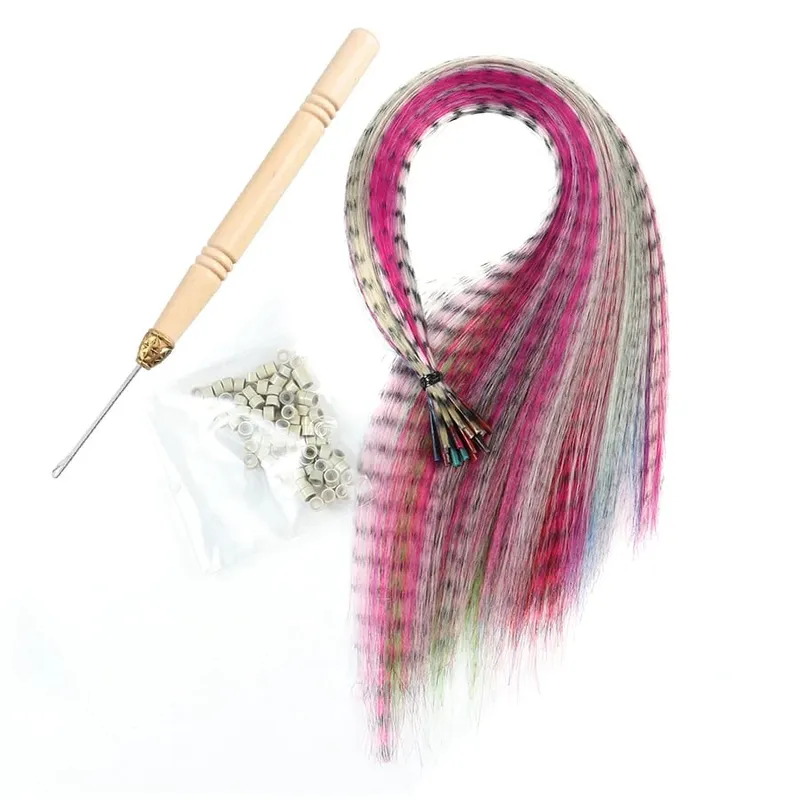 Synthetic Colored for Hair Feather Extensions 20 30 40 50 Pieces Tip 16inch Synthetic Hairpiece Zebra Feather Hair Extensions — image 8
