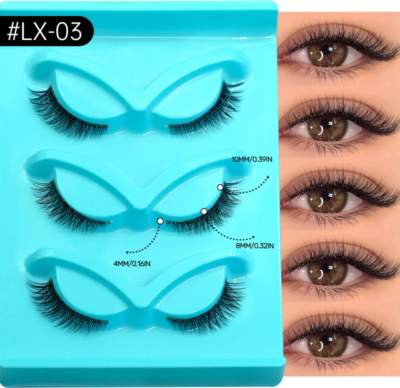 3 paires de cils Manga cils naturels œil de chat bande transparente faux cils aspect naturel faux cils bandes maquillage — image 9
