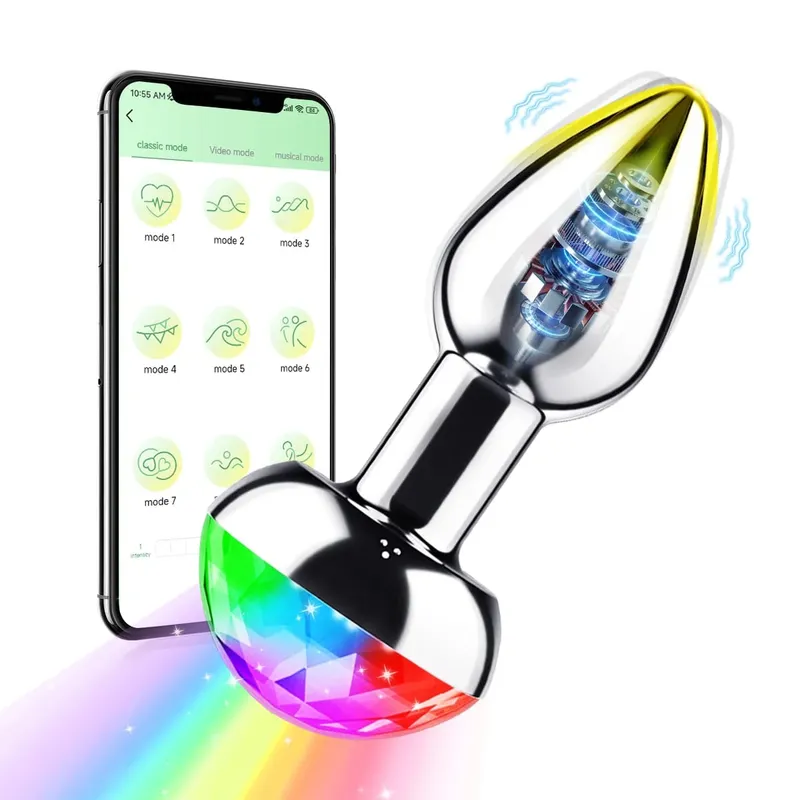 음성 제어 아날 플러그 바이브레이터 APP 무선 제어 여성 질내 사정 엉덩이 플러그 LED 다채로운 빛 섹스 토이 여성을위한 — image 1