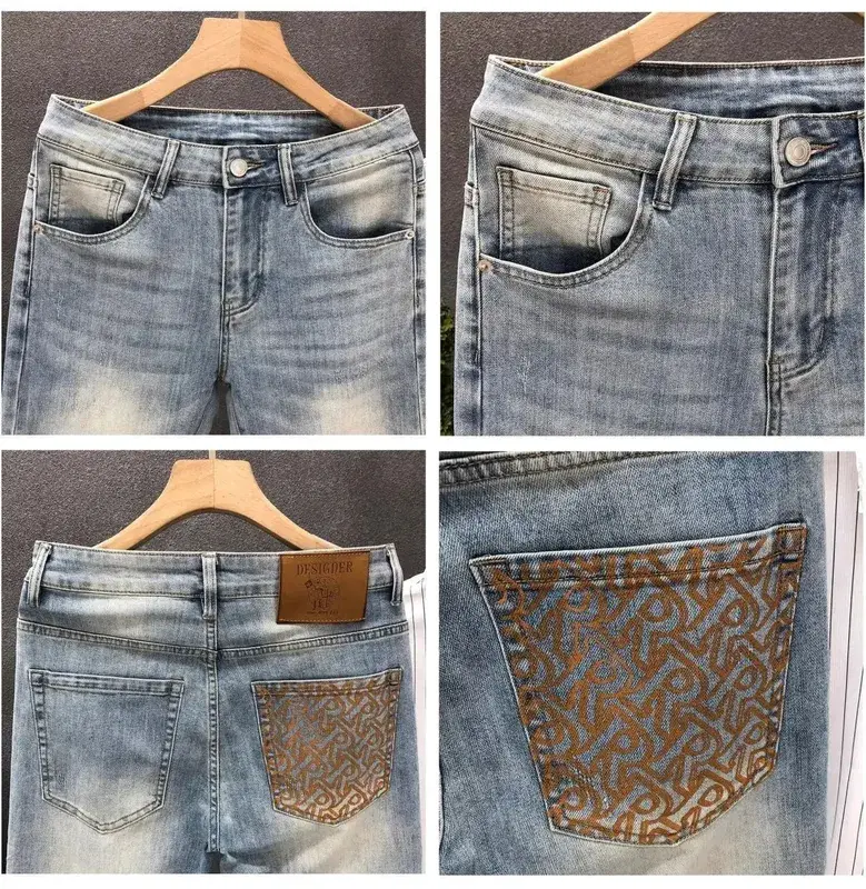 Simple Jeans Men's Trendy Straight-leg Pants 2025 Spring and Summer New Men's High-end Designer Clothes Man Washed Long Pants — image 8