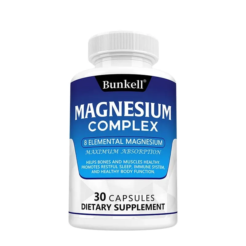 Magnesium Complex Supplement 8 Elemental 1000mg - para sa Bones Muscle Recovery Energy Vegan Non-GMO 120 Capsules