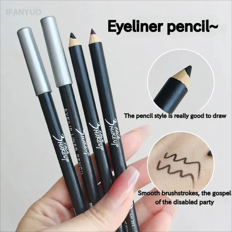 1/12 Stück wasserfester schwarzbrauner Eyeliner-Stift, wischfest, langlebig, anfängerfreundlich, glatt, hochpigmentiert, Punk-Augen-Make-up — image 4