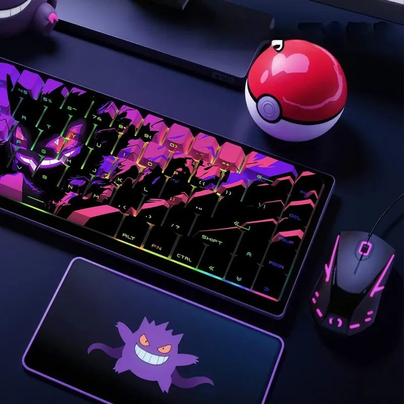 Gengar PBT 원래 공장 측면 새겨진 반투명 키 캡 68 키 129 키 PC 게이머 액세서리 용 E-스포츠 게임 키 캡 — image 6