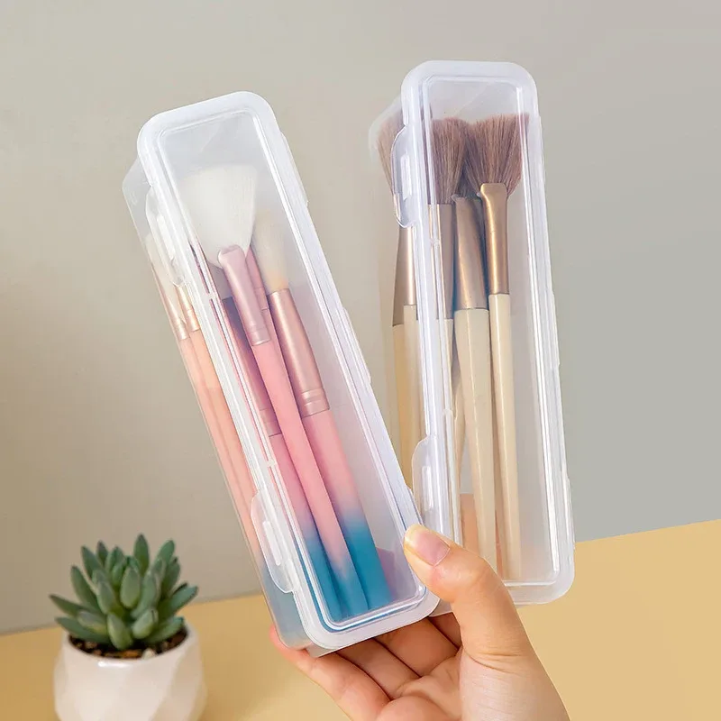 【B】Scatola portaoggetti portatile per pennelli cosmetici da viaggio. Piccola copertura antipolvere trasparente per fard in polvere, ombretto, pennelli per sopracciglia — image 5