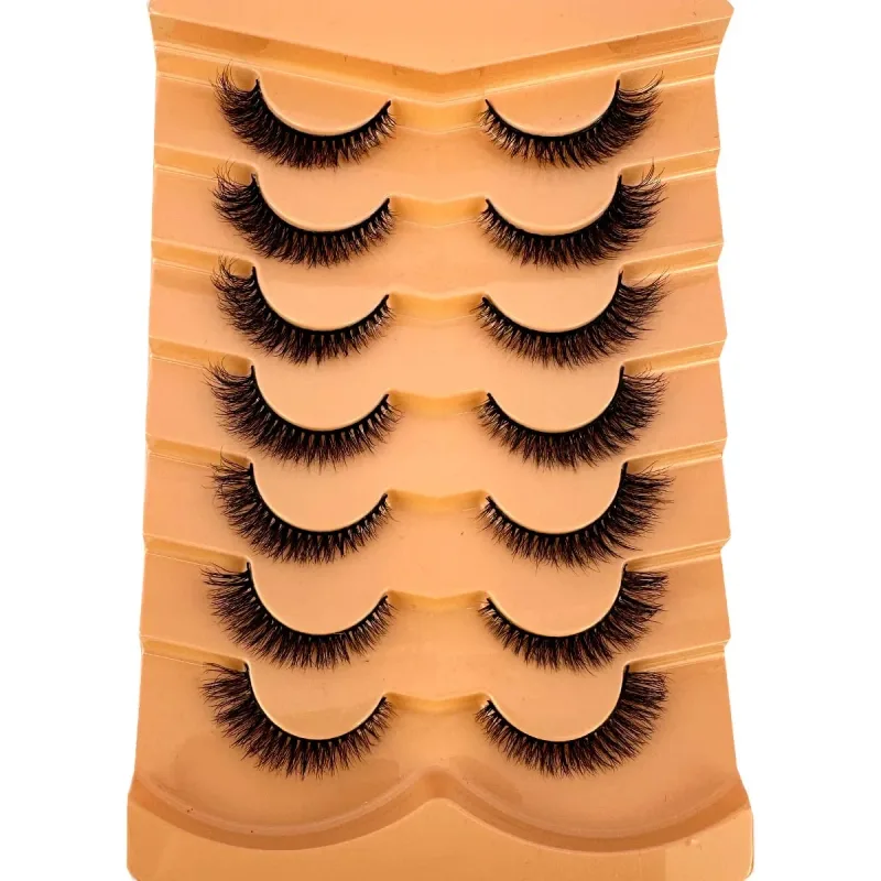 7/8 Paar Katzenaugen-Wimpern, Manga-Wimpern, 3D-Wimpern mit klarem Band, natürlich, halbe Wimpern, verlängerte Nerz-Wimpern, flauschige Wimpern — image 22
