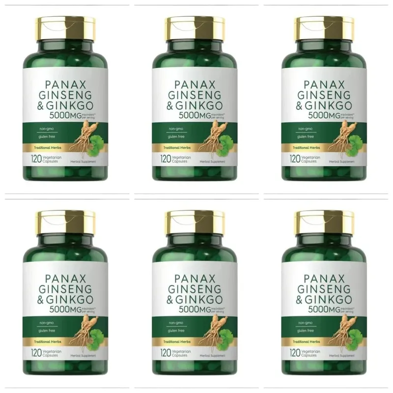 Panax Ginseng & Ginkgo Biloba 5000mg Equivalent with 95% Piperine Daily Energy Focus & Vitality Support 120 Vegetarian Capsules — image 11