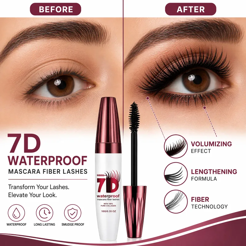 Mascara waterproof 7D a 3 colori, a lunga durata e volume modulabile, ciglia squisitamente complete, trucco occhi ispessente a prova di sbavature — image 2
