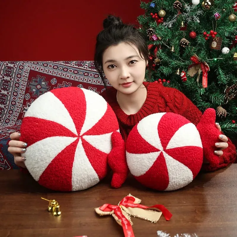 Klassische Weihnachtsserie, Dekokissen, Süßigkeiten, Lutscher, Schneeflocke, Weihnachten, Zepter, Kugeln, Puppe, weiches Sofakissen, Festival-Heimdekoration — image 9