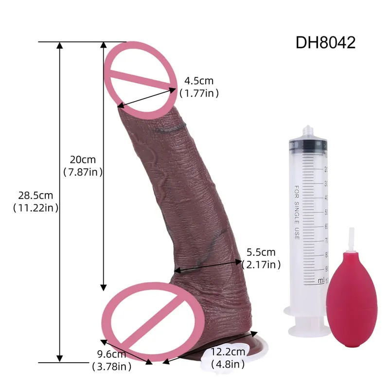 Silicone Sống Động Như Thật Hai Lớp Xuất Tinh Dương Vật Squirting Dài Dương Vật Giả Có Mút Hậu Môn Đồ Chơi Dành Cho Nam Nữ Masturbator — image 2
