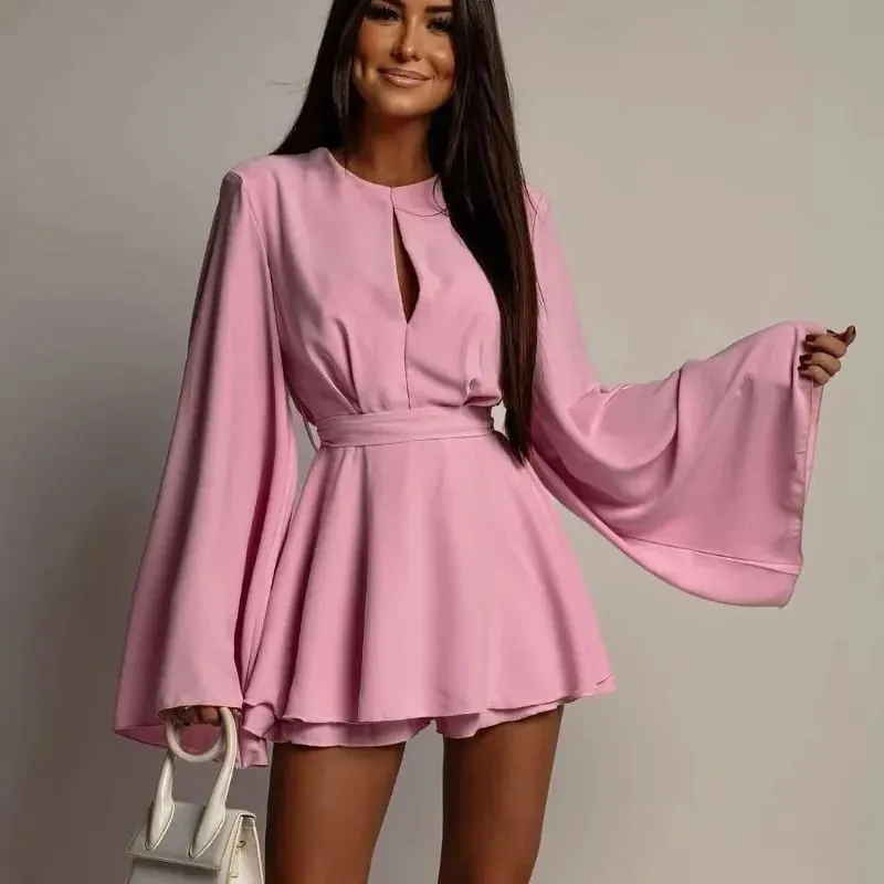 Women's Models Fairy Summer Dresses Backless Slim Round Neck Pure Color Casual Simple Premium Design Fashion Versatile Soft New — image 1