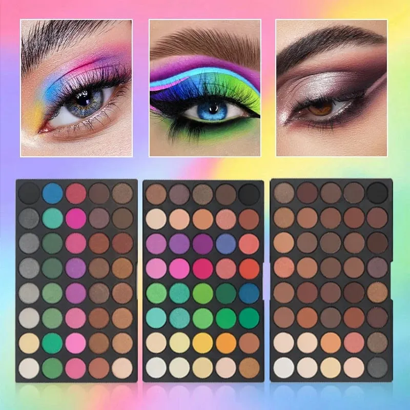 Ensembles de maquillage, Palette de fards à paupières 120 couleurs, avec 8 pinceaux et 2 planches pour le visage, pour débutants, 4 pièces — image 4
