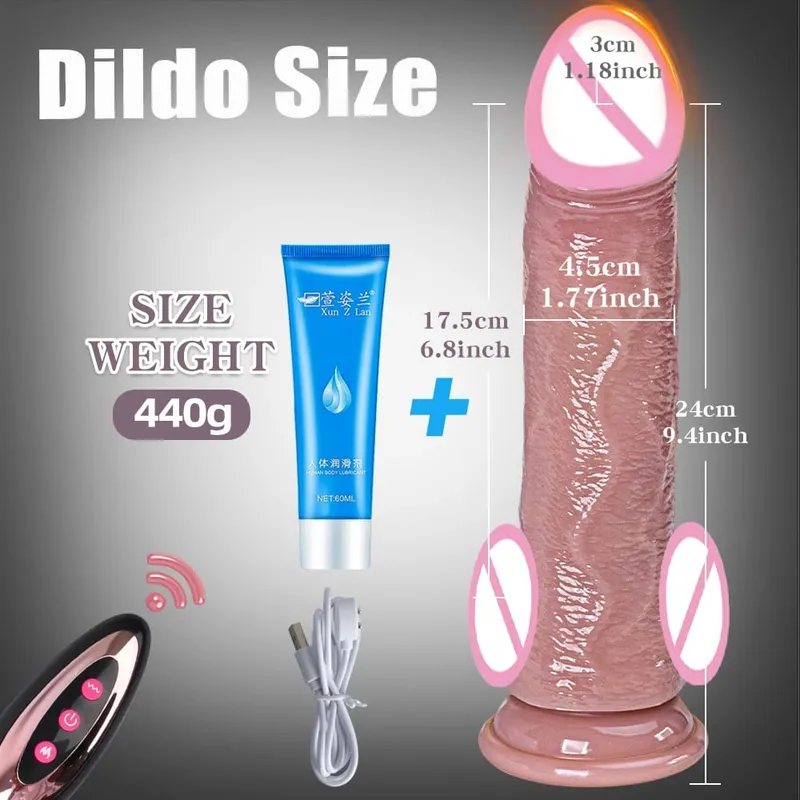 Realistico vibratore vibratore telescopico riscaldamento pene telecomando cazzo spinta grosso cazzo masturbazione per donne giocattoli sessuali per adulti — image 19