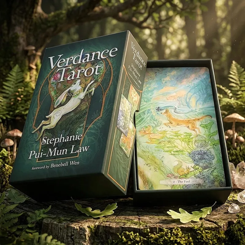 Verdance Tarot-Deck in stabiler Box, 78 Stück, lyrische, von der Natur inspirierte RWS-Tarotkarten, doppelt geprägter Karton, 12 x 7 cm