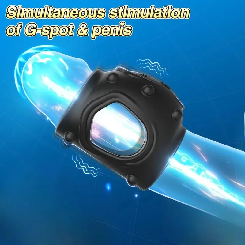 Vibrador con funda para pene, testículos, estimulador de placer del punto G, eyaculación retardada, anillo para pene, extensor de erección, Juguetes sexuales, dispositivo para hombres — image 3