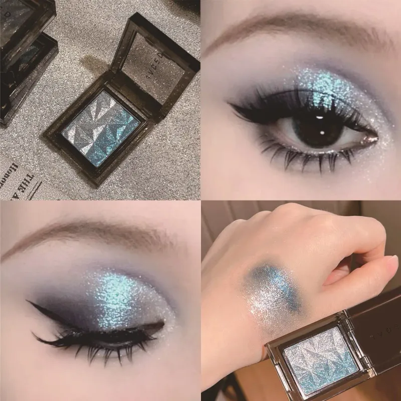 Metallic Gradient Øjenskygge Palette Sølv Blå Punk Smoky Eye Shadow Højpigmenteret presset Lilla Glitter Eyes Makeup Palet