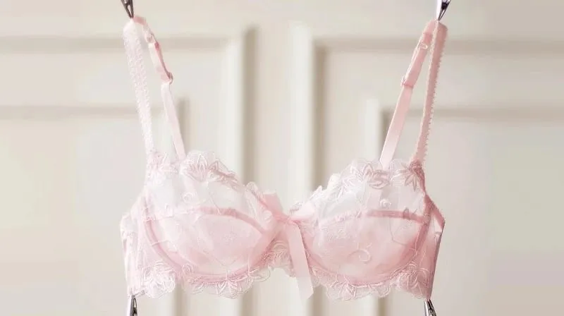 Bralet Tipis Tanpa Empuk untuk Payudara Kecil Ultra Nipis Bra Renda Boleh Laras Set Pakaian Dalam Halterneck Seksi untuk Wanita BANERDANNI — image 14