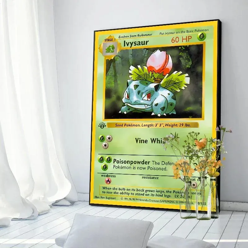 Pokemon Basis ชุด 1996 จาก Engels การ์ด Shining โปสเตอร์ภาพวาดผ้าใบพิมพ์สีน้ำ Wall Art ภาพตกแต่งบ้านของขวัญ