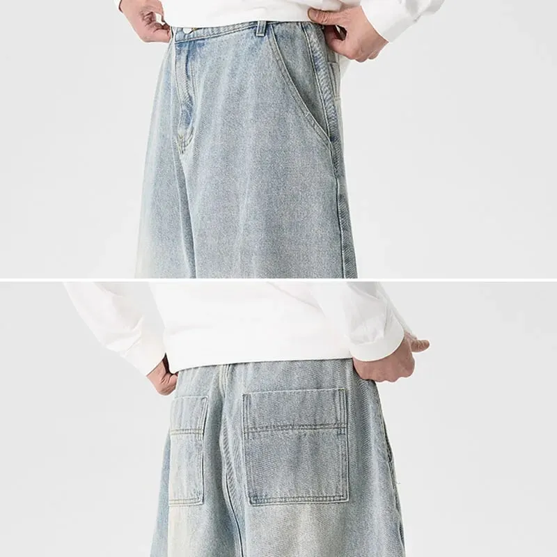 Men'S Plus Size Jeans Japanese Retro Hong Kong Style Jeans Loose Casual Wide Leg Pants Casual Pants Hip-Hop Pants — image 6