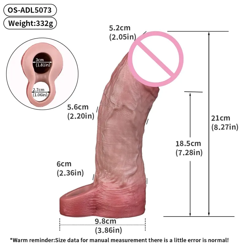 7.2in สมจริงอวัยวะเพศชาย Reusable อวัยวะเพศชายกับแหวนซิลิโคนอวัยวะเพศชาย Enlarger ชายผู้ใหญ่ของเล่นสำหรับชาย — image 25