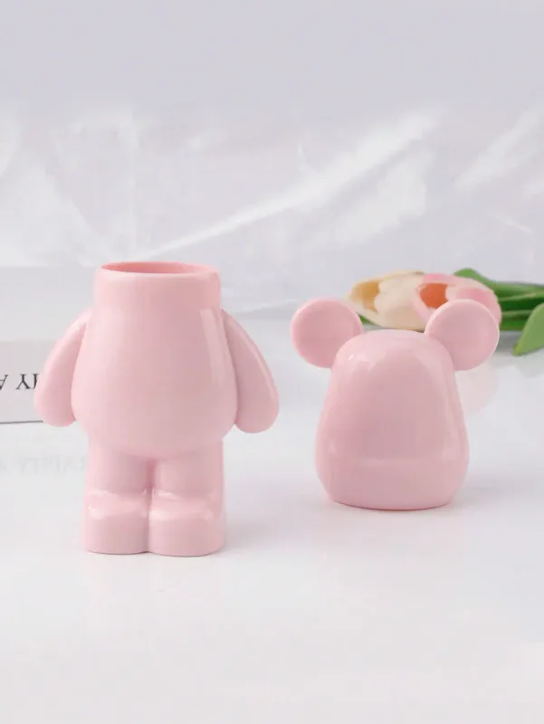 4-delige make-upborstelset met kersenprint en schattig beervormig opbergdoosje Blush met zachte haren Oogschaduwdetail make-upborstelset — image 3