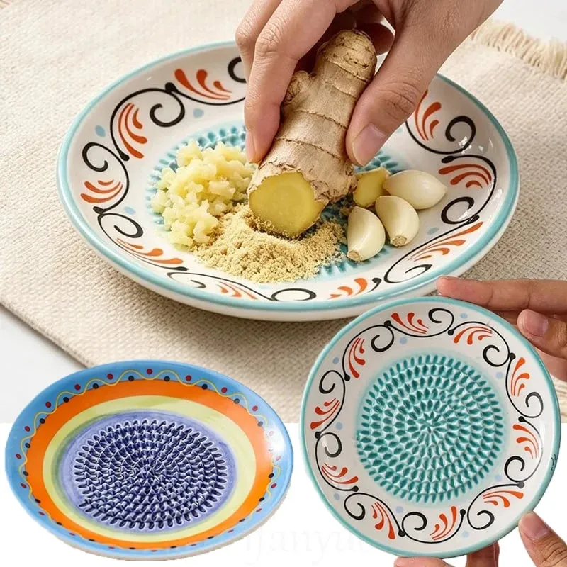 Alat Parutan Jahe Keramik Sederhana Warna-warni Penggiling Tangan Penghancur Bawang Putih Portabel Porselen Wortel Jahe Penggiling Alat Dapur — image 1