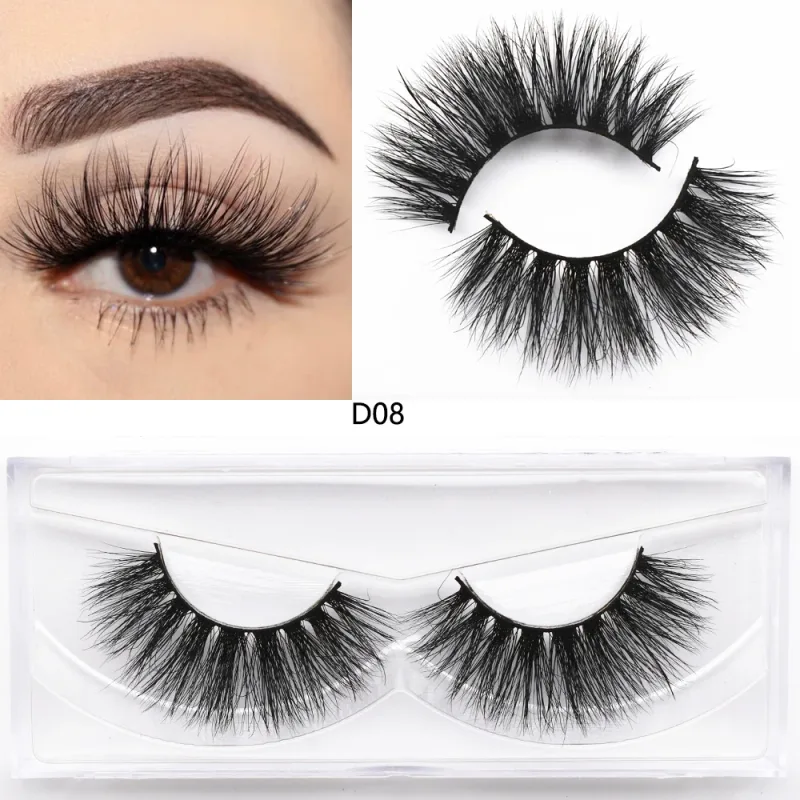 D20 réel vison cils Extension de cils naturel long ailé Volume cils à la main vison faux cils maquillage cils — image 9