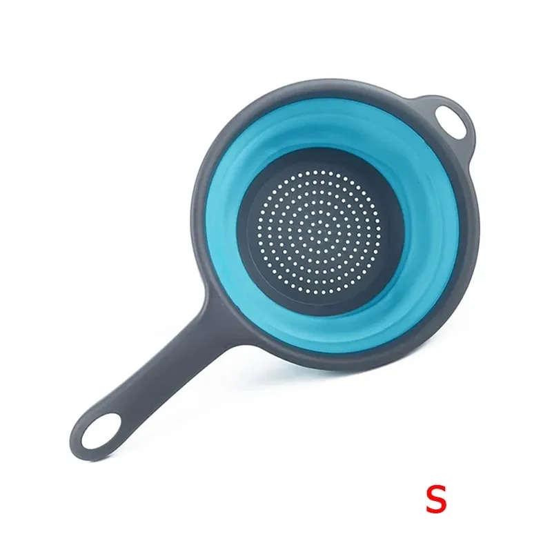 Colador plegable de silicona con mango, colador plegable de cocina para drenar Pasta, verduras, frutas, JT111 — image 10