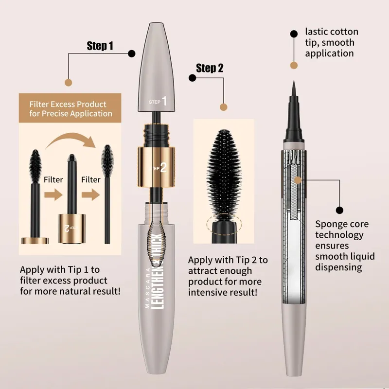 Eyeliner resistente all'acqua e al sudore, a prova di sbavature, mascara allungante e ispessente, set combinato mascara e eyeliner — image 2