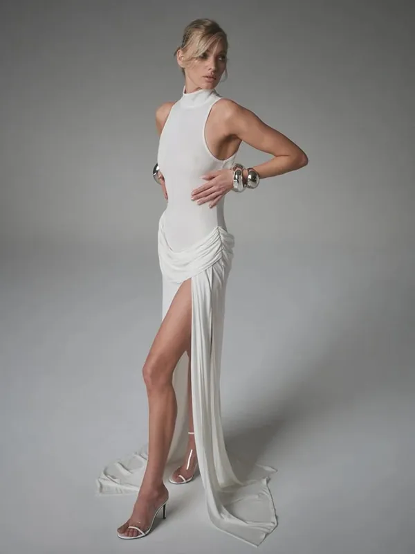 Blifanbo คอเต่า Off-ไหล่แขนกุดต้นขาแยกสูงเอว Maxi ชุดผู้หญิงแฟชั่น Club PARTY DRESS — image 6