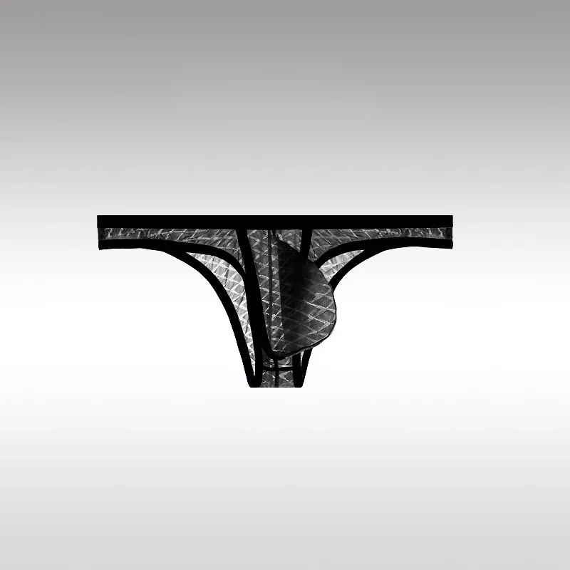 Men's Underwear Sexy Low Waisted Comfortable Triangle Pants Ice Silk Mesh Transparent Briefs — image 4