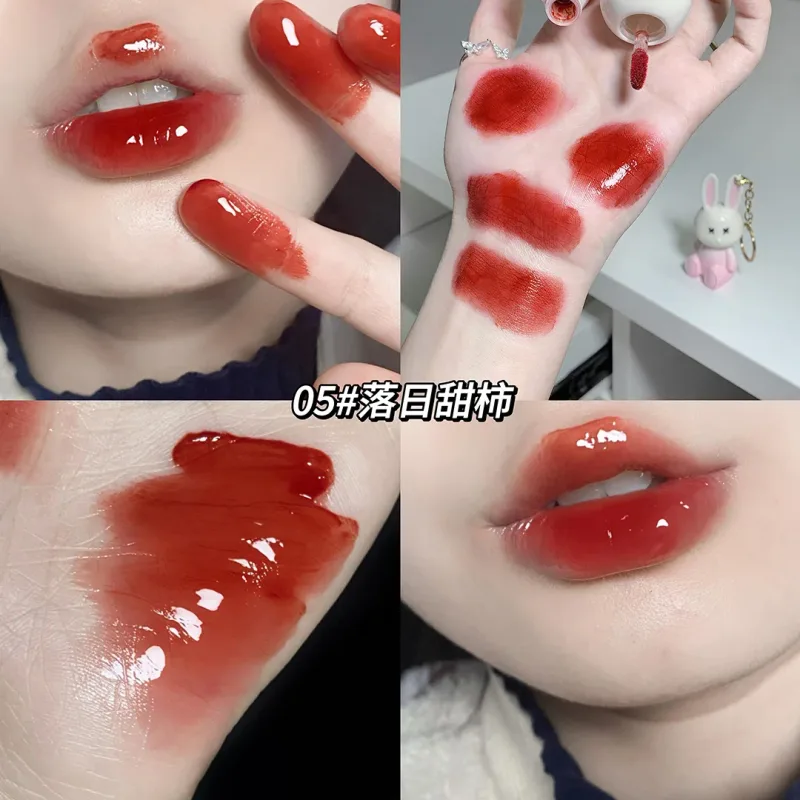 귀여운 토끼 거울 립글레이즈 키 체인 립스틱 방수 립글로스 오래 지속되는 스틱 컵 여성 립글레이즈 화장품 6 색 — image 8