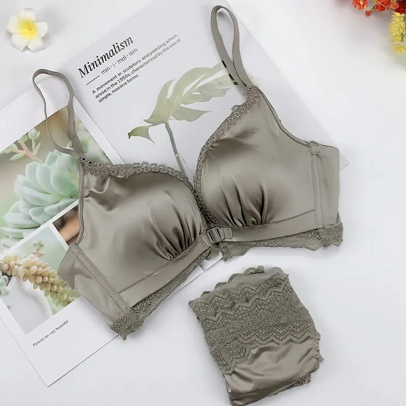 Push Up BH-sæt med frontlukning - Små buste til kvinder med blondebøjler Lingeri | Pull Up Lift Sexet tynd skønhed ryg bralette — image 14
