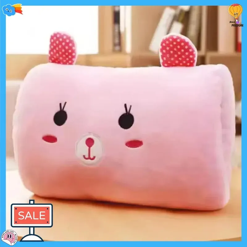 Coussin créatif chauffant pour les mains, cadeau en peluche, ours rose, oreiller en peluche pour enfants, gants chauffants pour les mains, oreiller de sieste de dessin animé pour adultes