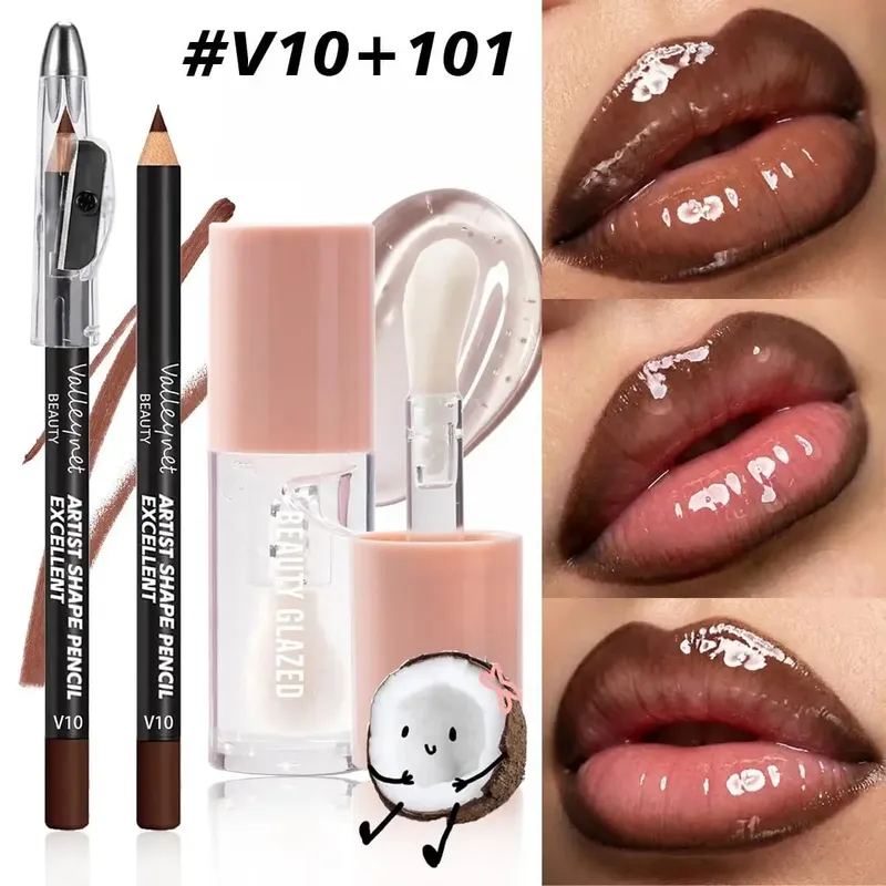 2 τεμάχια/Σετ Precision Lip Kit Duo -Creamy Liner με ενσωματωμένο ακονιστήρι & ενυδατικό υγρό κραγιόν - Σετ μακιγιάζ με καθορισμένο περίγραμμα — image 4
