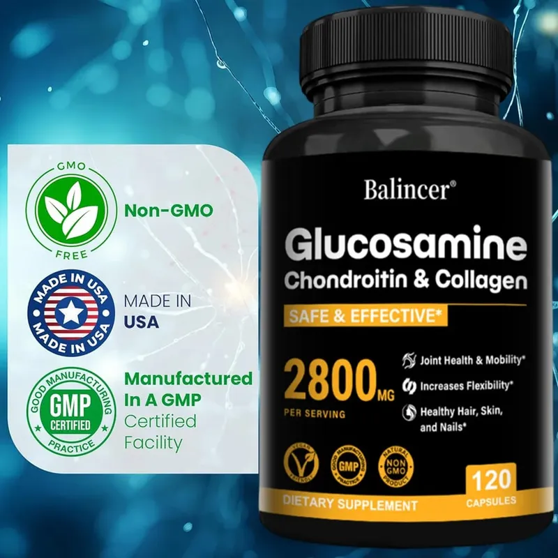 Glucosamin Chondroitin MSM Kapsler Ledstøttetilskud Støtte Bruskfleksibilitet Knoglestyrke & hår Hud Negle — image 3