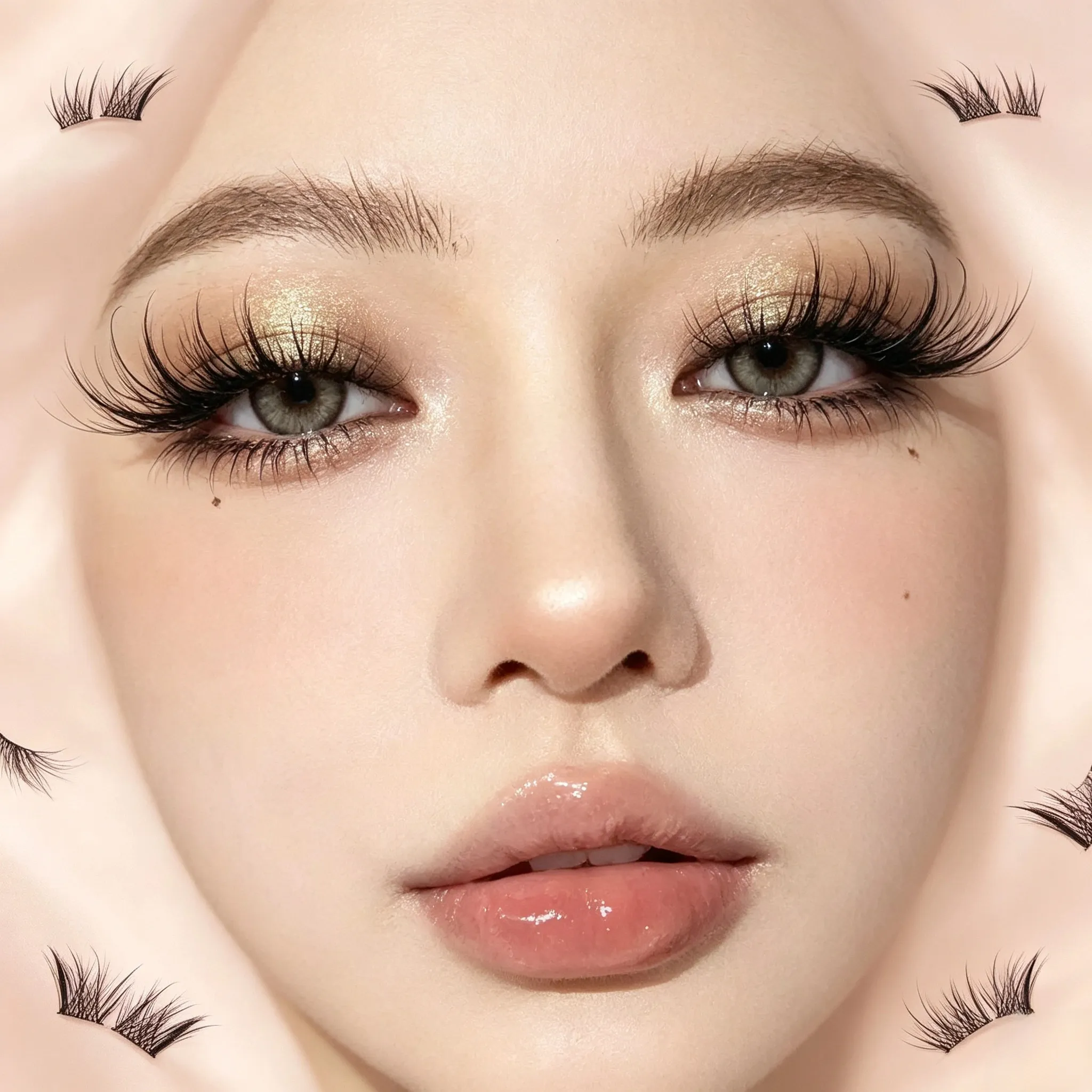 60 grappoli di ciglia finte marroni naturali stile volpe Cat Eye Strumenti per il trucco Fasci di ciglia segmentate naturali Strumenti per il trucco — image 3