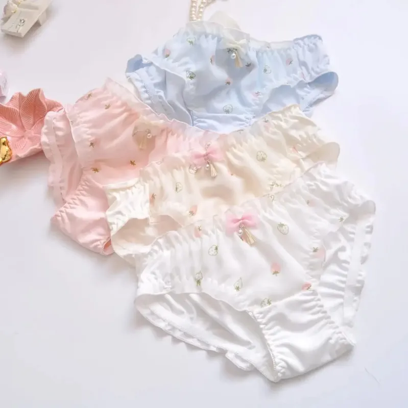 Set Bralette Renda Larut Air Dua Warna Lingerie Lucu & Feminin Bordir Lembut Tanpa Kawat — image 3
