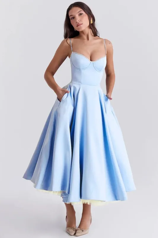 2026 ฤดูใบไม้ผลิ/ฤดูร้อน High End ซาติน Strapless Heavy Industry ภาษาฝรั่งเศสคำสายรัดเอวเซ็กซี่ร้อนสาวกลางชุดยาวผู้หญิง Elegant — image 6