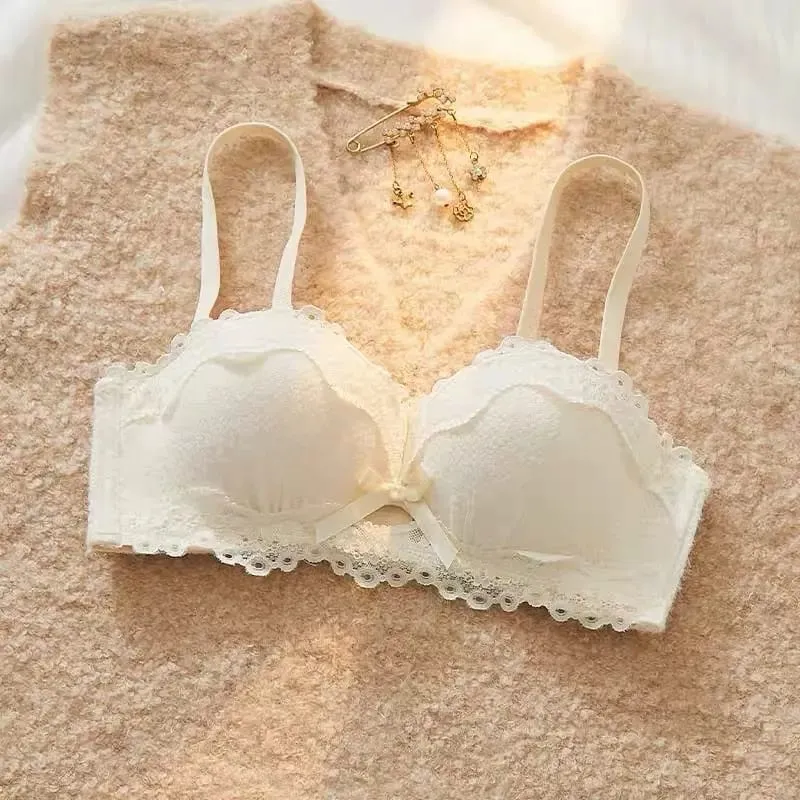 Conjunto de lencería Sexy de encaje, Push Up, acolchado grueso, pecho pequeño, mejora la forma, sujetador de media copa, ropa interior íntima breve oculta — image 13