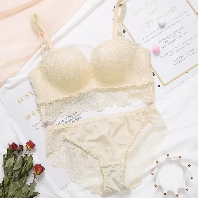 Set di lingerie sexy con reggiseno push up - Confortevole biancheria intima di pizzo senza fili, coppa per palmo per sollevamento 75°C/80°C/85°C — image 12