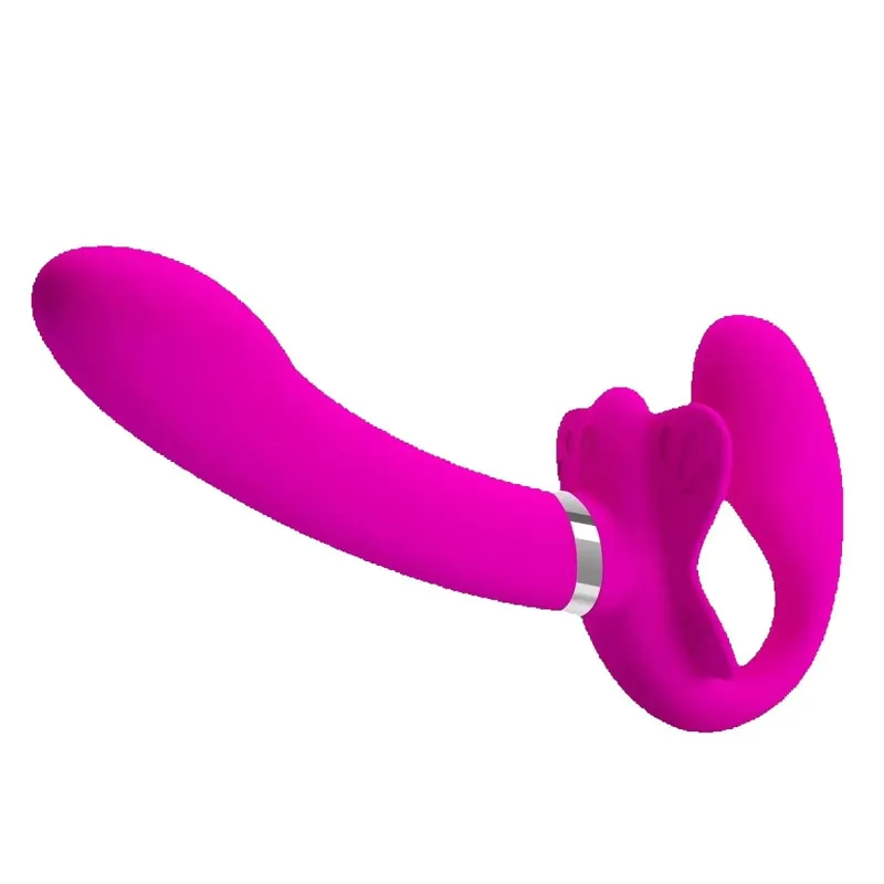 Vibratori con cinturino senza spalline per donne Pene vibrante a doppia testa Giocattoli erotici lesbici per giocattoli sessuali per adulti per coppie — image 1