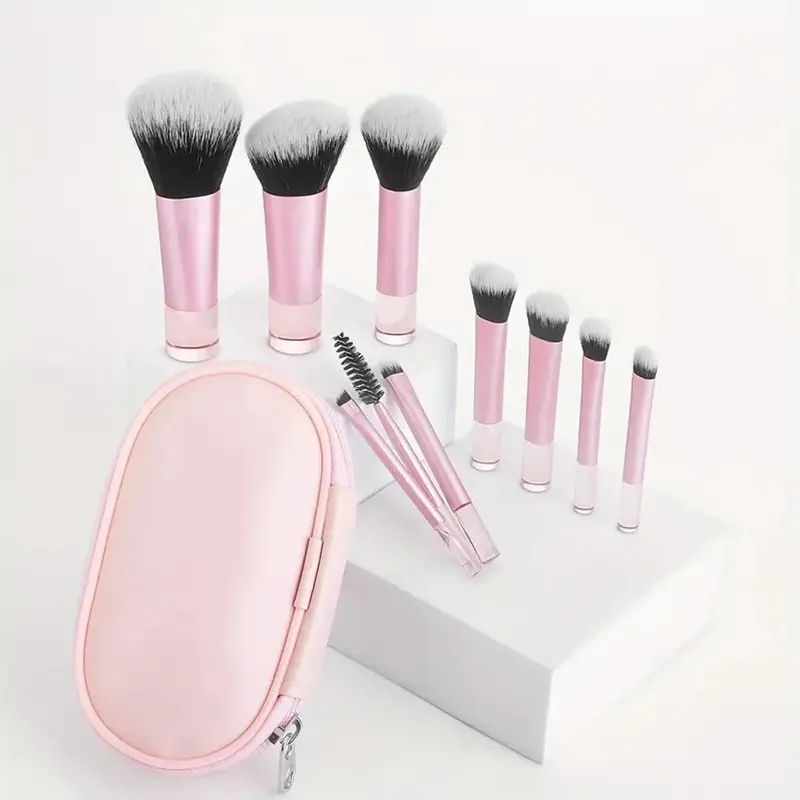 10 Uds juegos de brochas de maquillaje Mini de plástico con bolsa cepillo de maquillaje multifuncional herramienta de maquillaje portátil de viaje — image 6