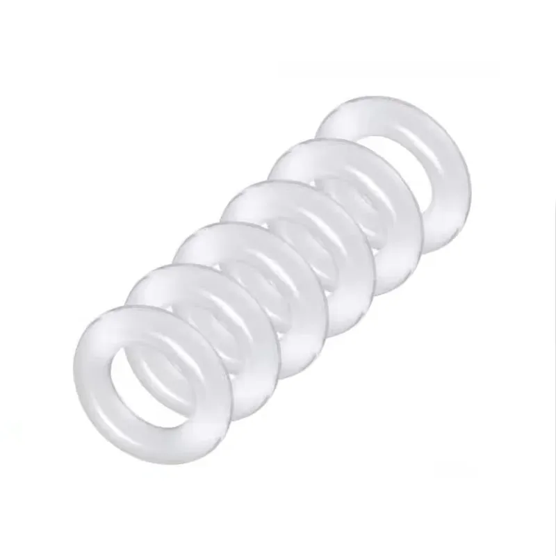 Mâle 6 pièces 1 ensemble Silicone pénis serrure coq anneau bondage érection retard éjaculation réutilisable agrandissement balle civière Sex Toy hommes — image 5