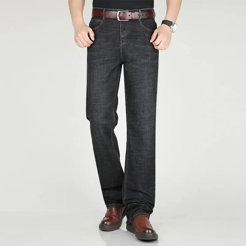 Extra Long Pants 117CM Tall Men 195CM Plus Size 42 44 46 Classic Blue Stretched High Waisted Elastic Trousers Denim Slim Jeans — image 4